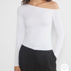 Aritzia Off-Shoulder White Long Sleeve Top